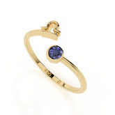 libra zodiac ring with natural iolite gold vermeil